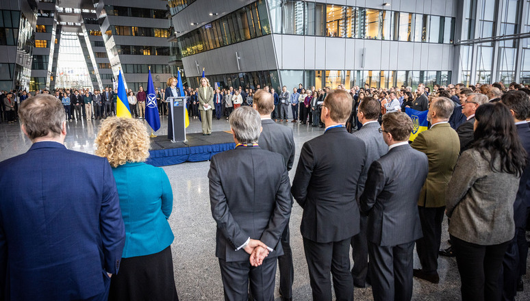 Ceremony at NATO Headquarters marks three years since Russia’s full-scale invasion of Ukraine